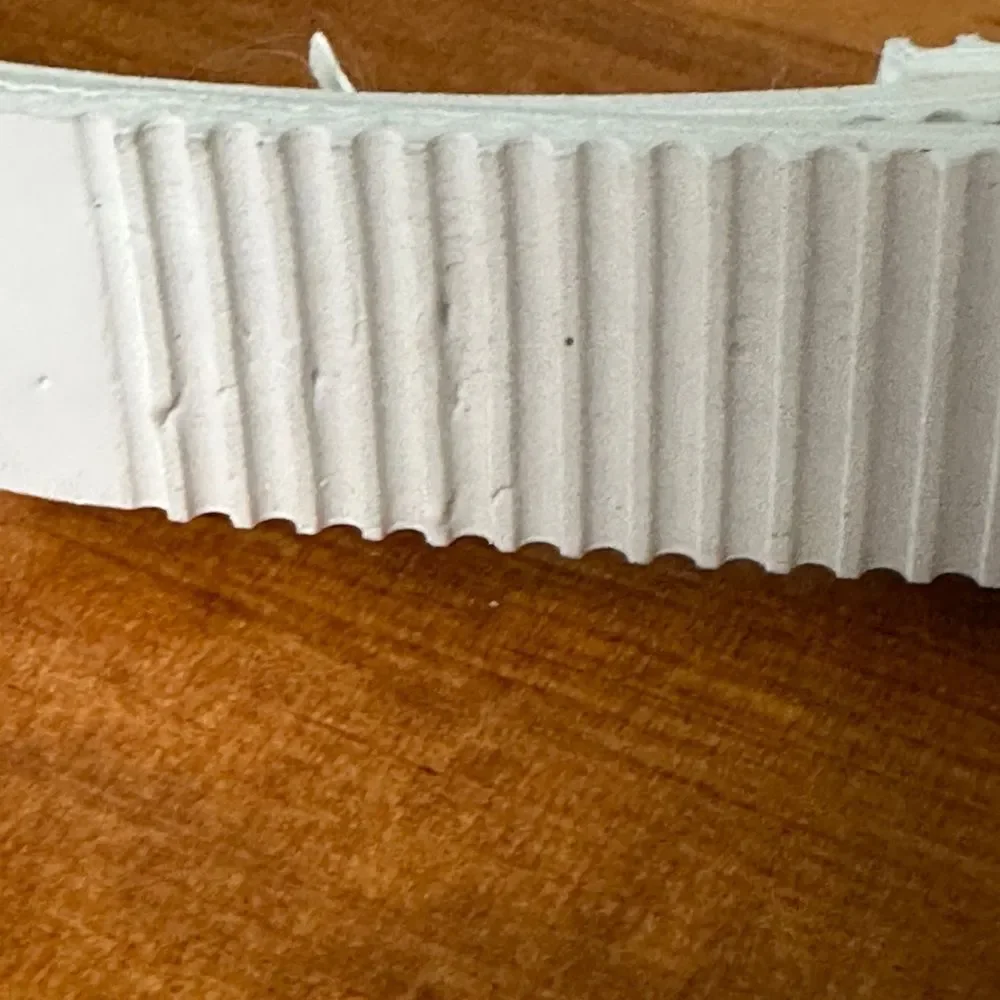 Vintage Liz Claiborne White Ribbed Belt Silver Buckle. Large